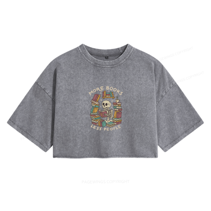 Pagewings More Books Less People Women's Washed Cropped T-shirt