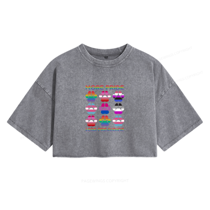 Pagewings More Pride Less Prejudice Women's Washed Cropped T-shirt