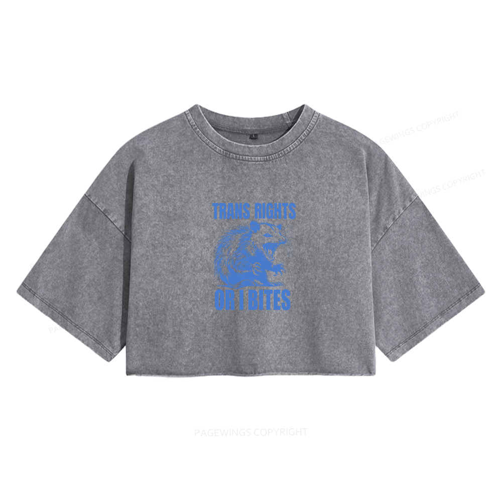 Pagewings Trans Rights Women's Washed Cropped T-shirt