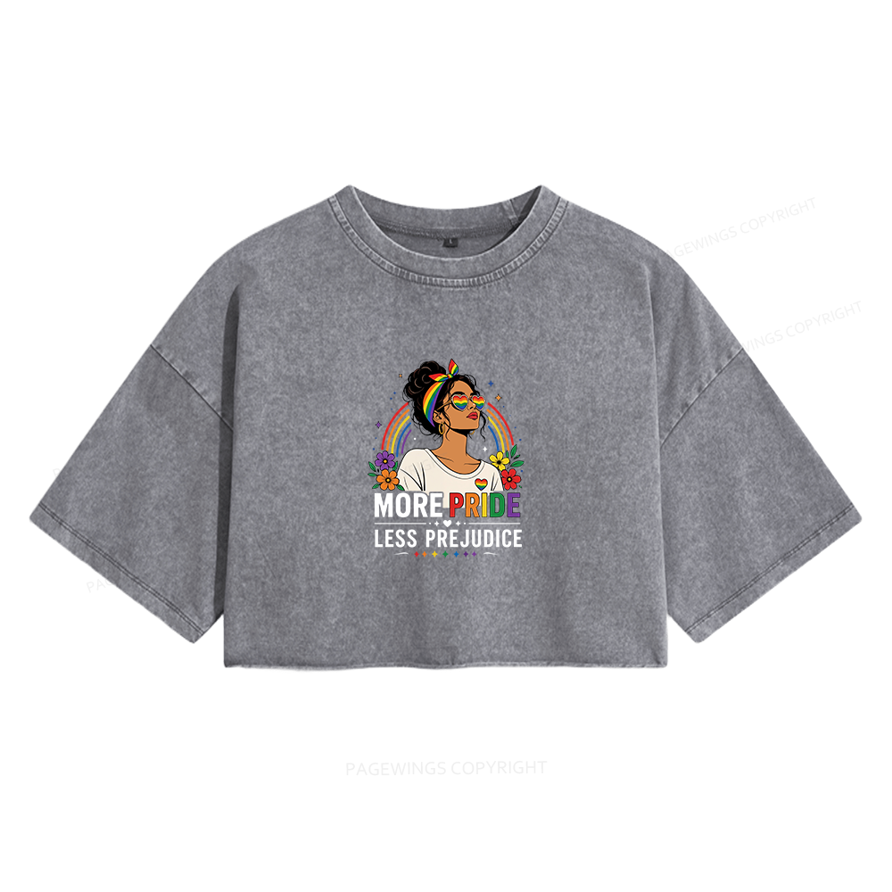 Pagewings More Pride Less Prejudice Women's Washed Cropped T-shirt