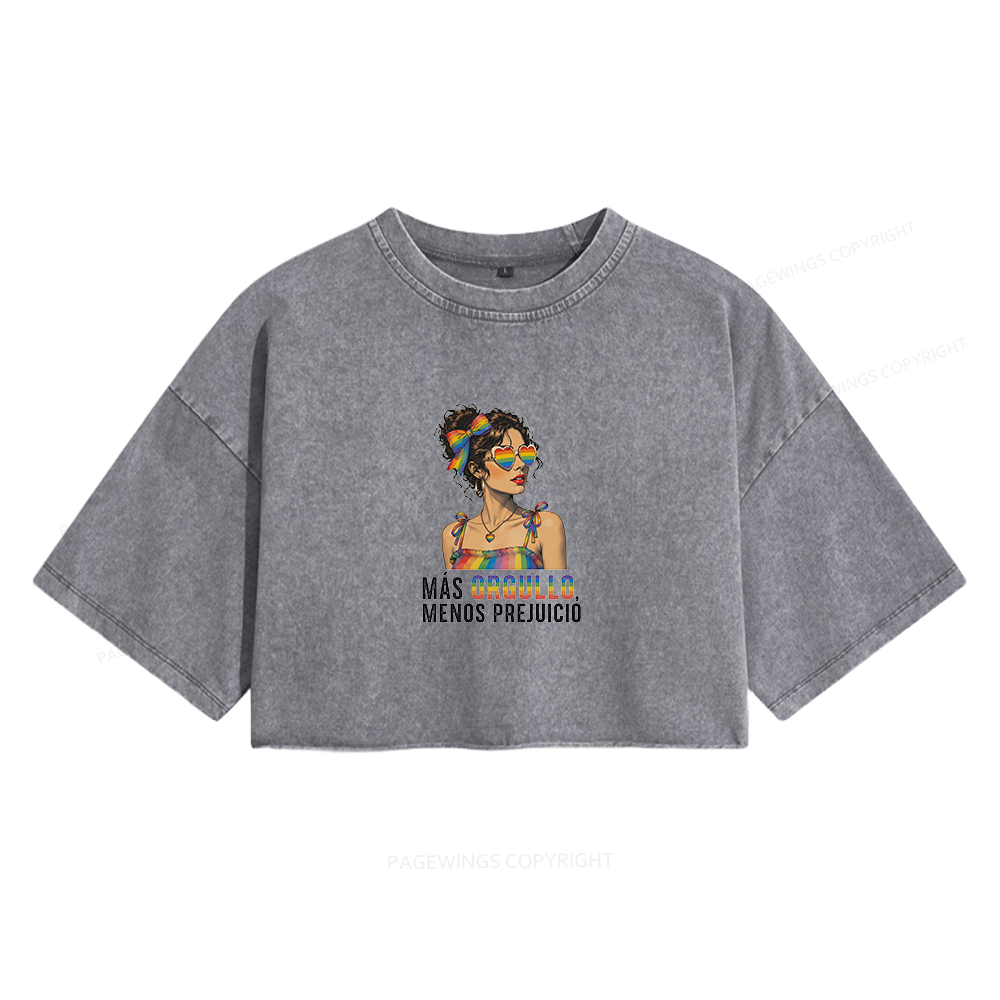 Pagewings More Pride Less Prejudice Women's Washed Cropped T-shirt