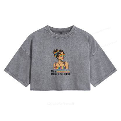 Pagewings More Pride Less Prejudice Women's Washed Cropped T-shirt