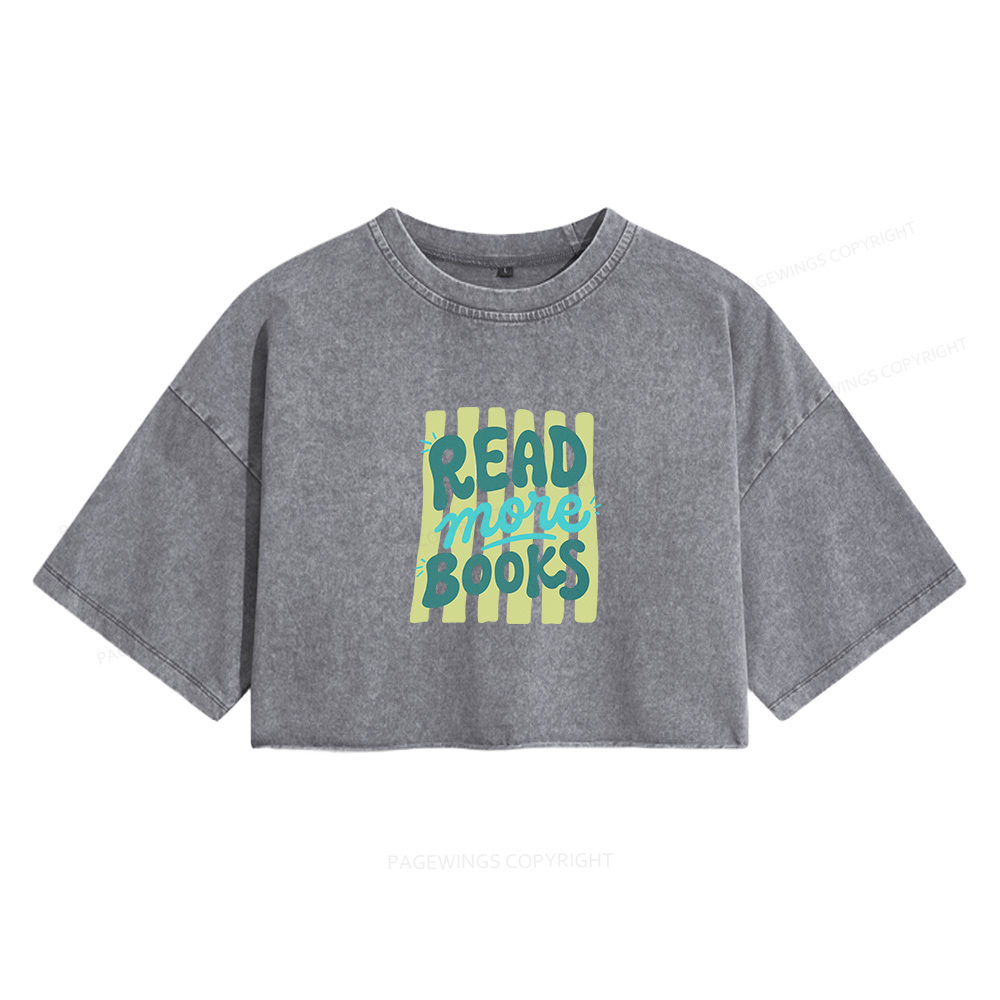 Pagewings Read More Books Women's Washed Cropped T-shirt