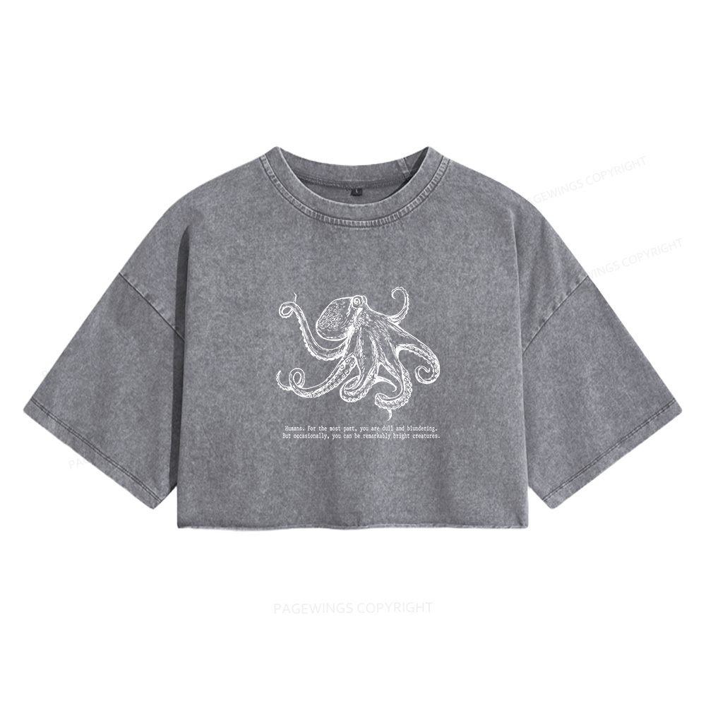 Pagewings Fantasy Book Lovers Women's Washed Cropped T-shirt