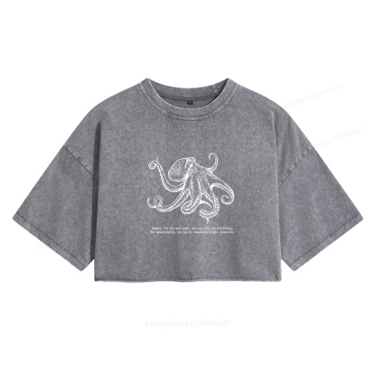 Pagewings Fantasy Book Lovers Women's Washed Cropped T-shirt