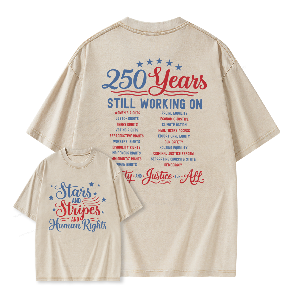 Pagewings Stars and Stripes And Human Rights Unisex Washed T-shirt