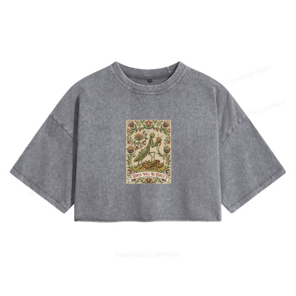 Pagewings Girls Will Be Girls Women's Washed Cropped T-shirt