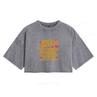 Pagewings Dad Achievement Women's Washed Cropped T-shirt