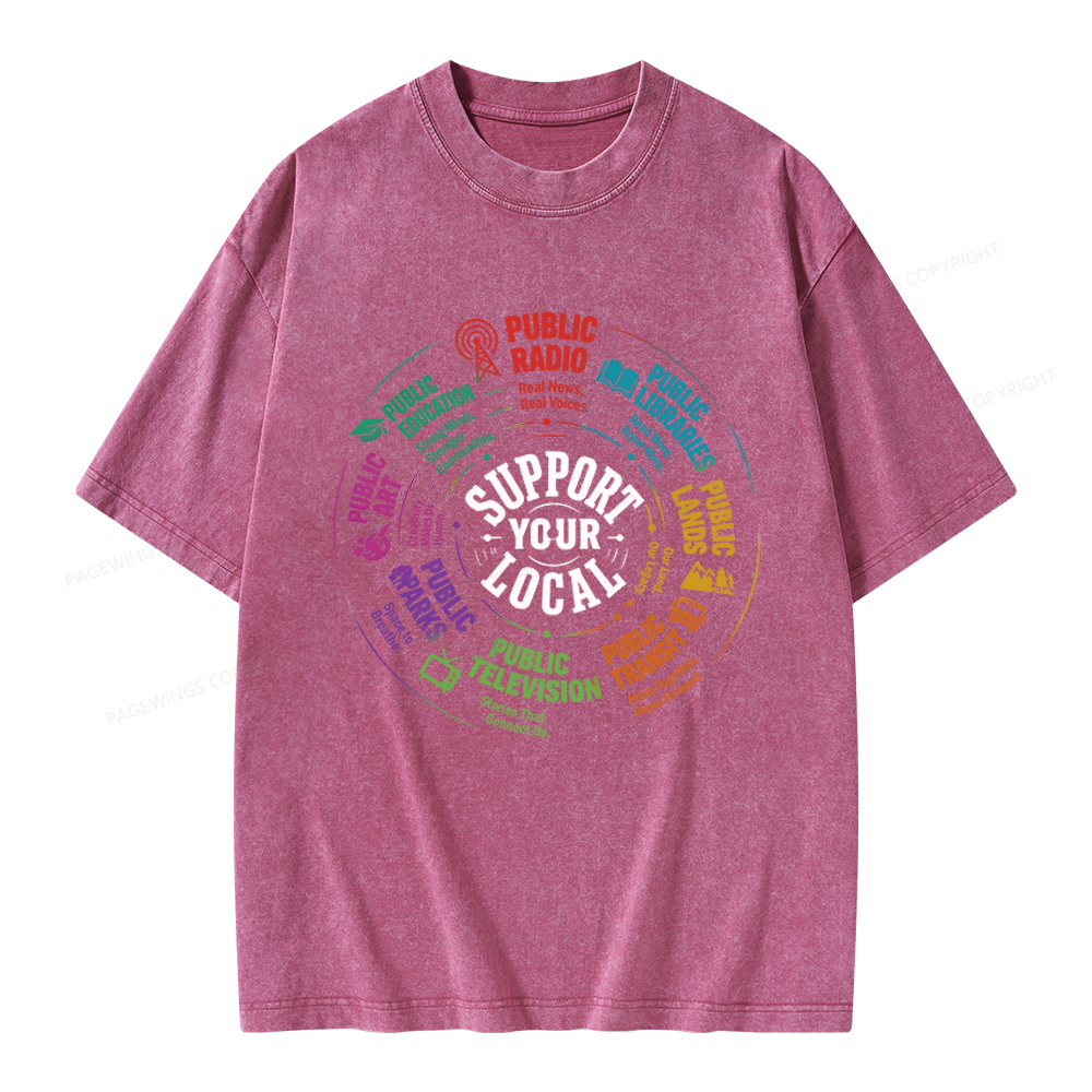 Pagewings Public Libraries Unisex Washed T-shirt