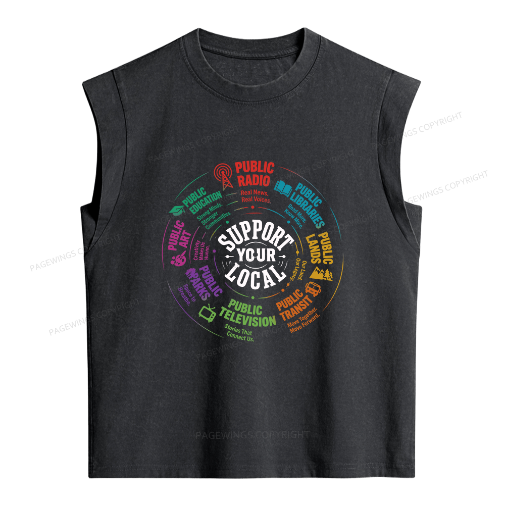Pagewings Support Your Local Public Libraries  Album Women's Washed Tank Top