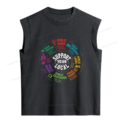 Pagewings Support Your Local Public Libraries  Album Women's Washed Tank Top