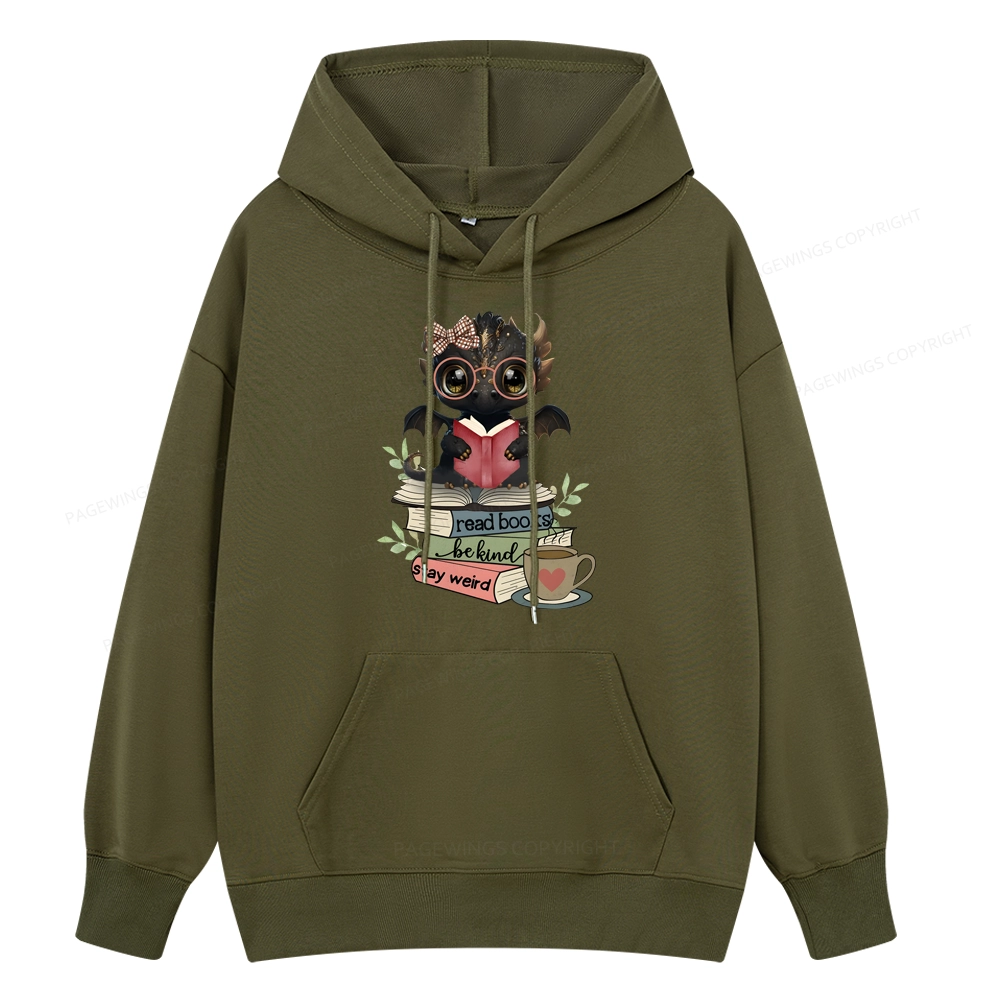Pagewings Cute Dragon Read Books Be Kind Stay Weird Unisex Classic Hoodie