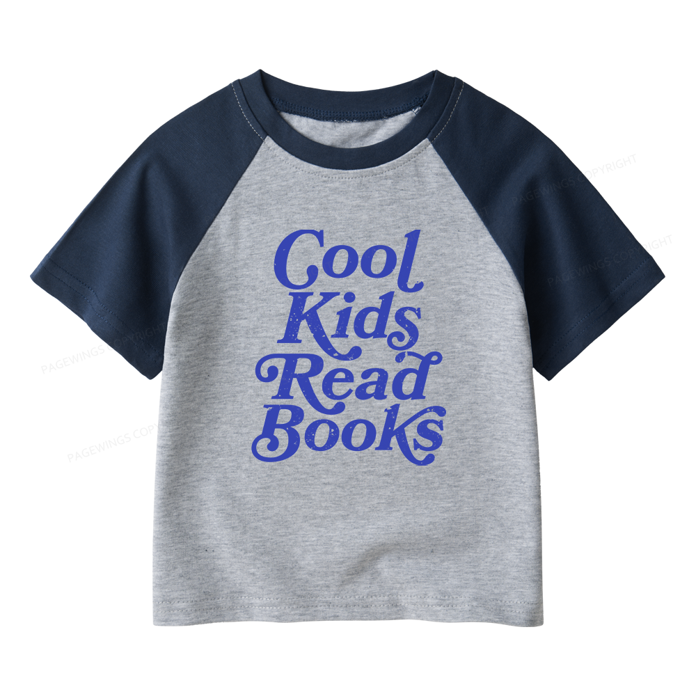 Pagewings Cool Kids Read Books Kids Raglan T-shirt 