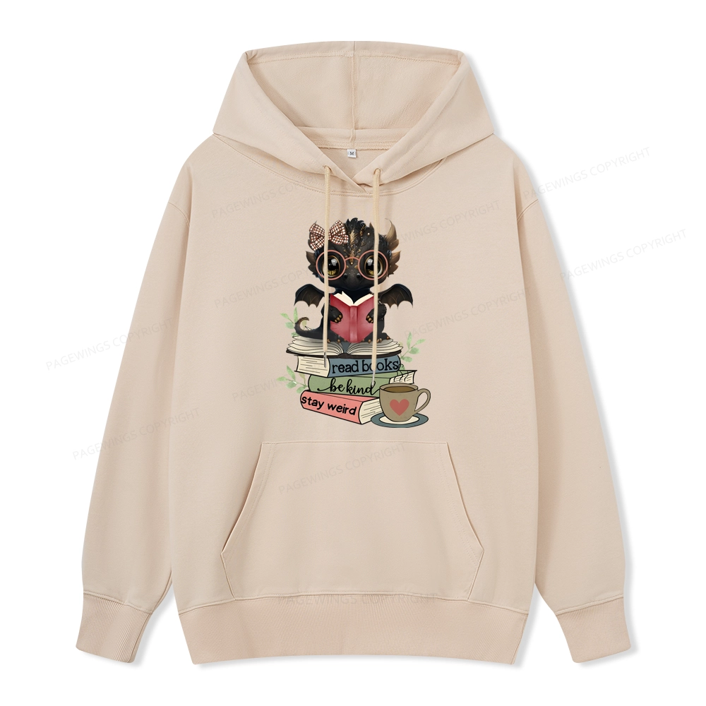 Pagewings Cute Dragon Read Books Be Kind Stay Weird Unisex Classic Hoodie