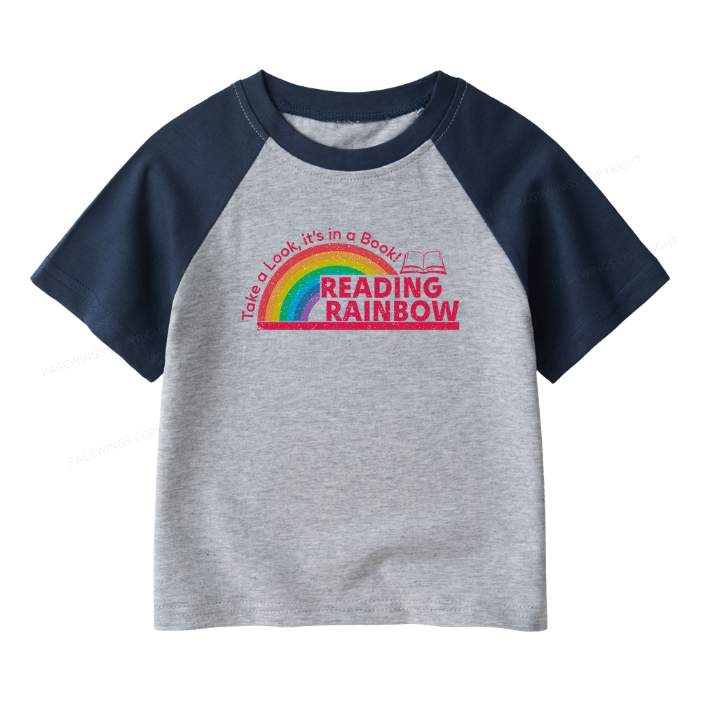 Pagewings Reading With Rainbow Kids Raglan T-shirt 