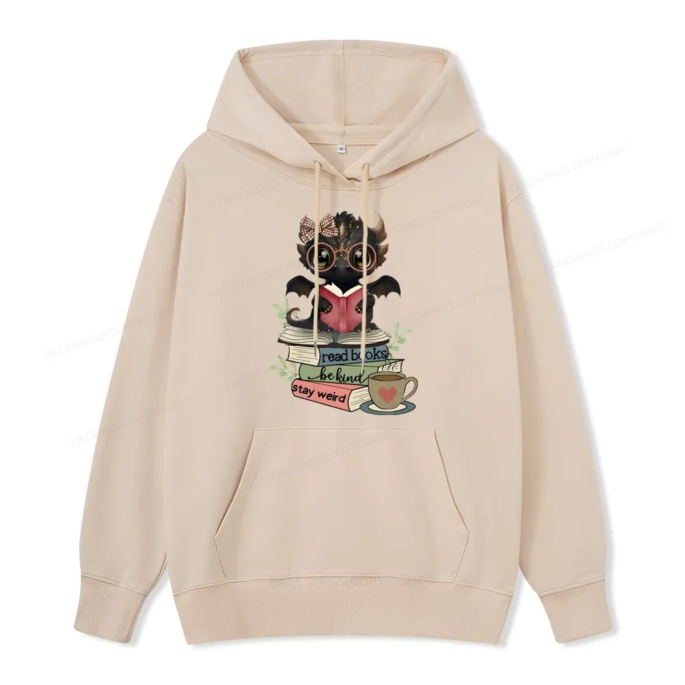 Pagewings Cute Dragon Read Books Be Kind Stay Weird Unisex Classic Hoodie