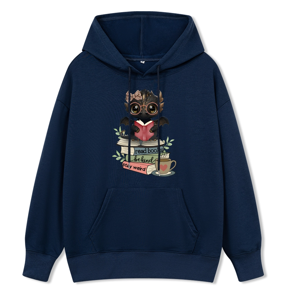 Pagewings Cute Dragon Read Books Be Kind Stay Weird Unisex Classic Hoodie