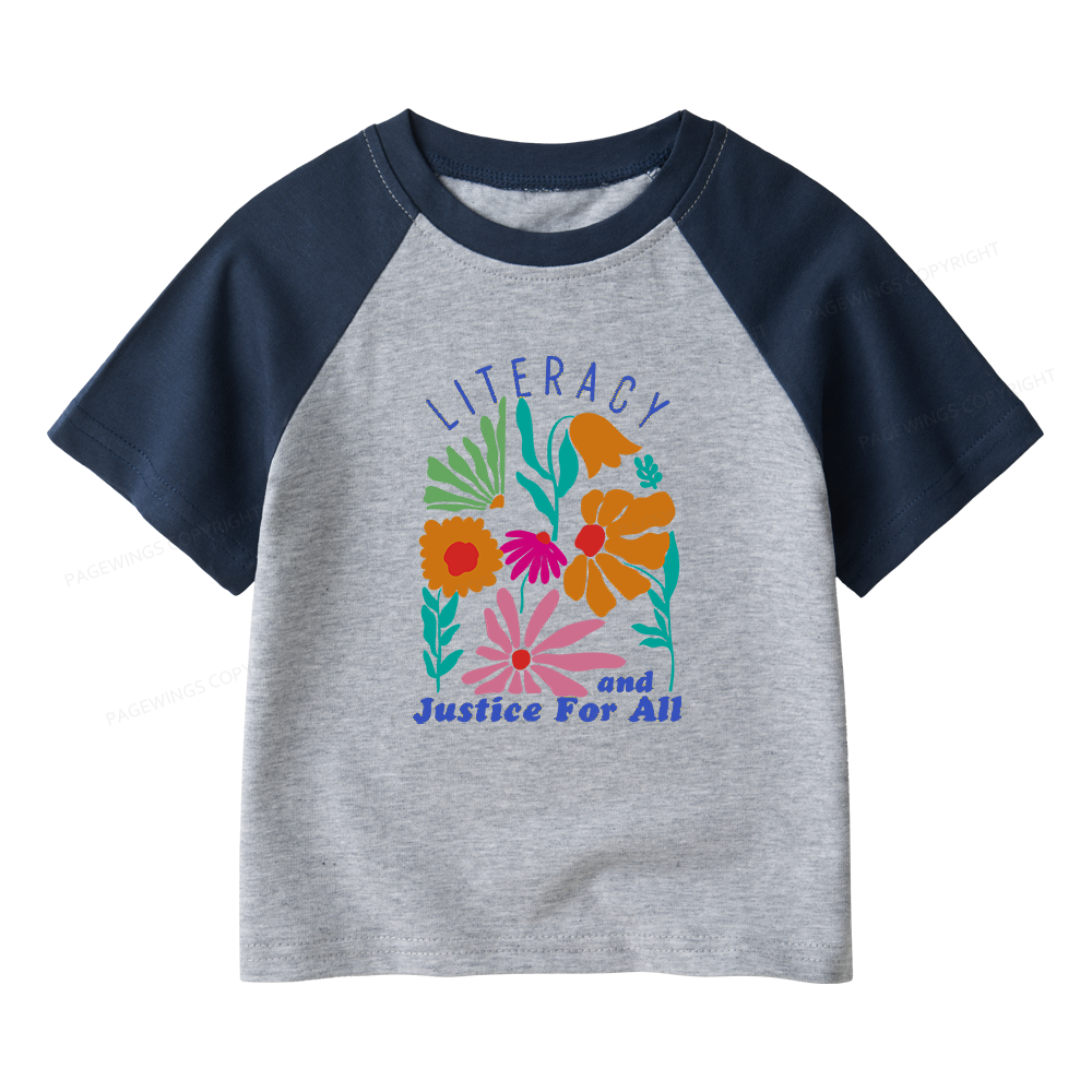 Pagewings Literacy And Justice Kids Raglan T-shirt 