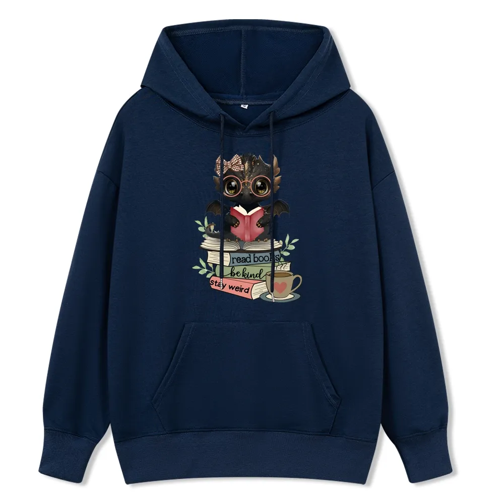 Pagewings Cute Dragon Read Books Be Kind Stay Weird Unisex Classic Hoodie