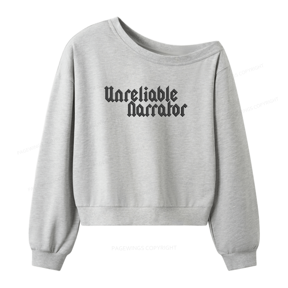 Pagewings Unreliable Narrator Women Off Shoulder Sweatshirt