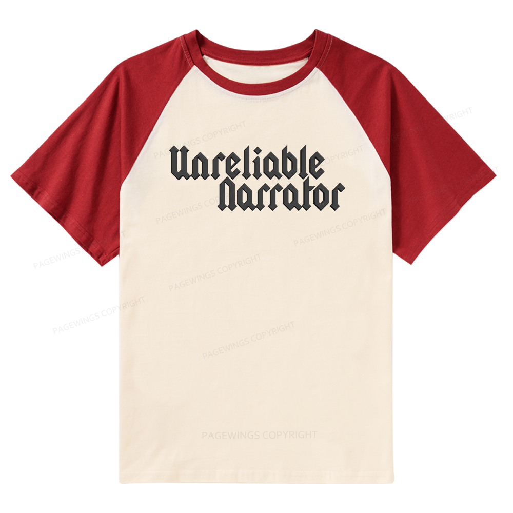 Pagewings Unreliable Narrator Raglan T-shirt