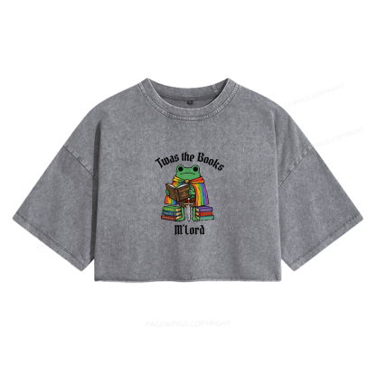Pagewings Twas the Books Women's Washed Cropped T-shirt