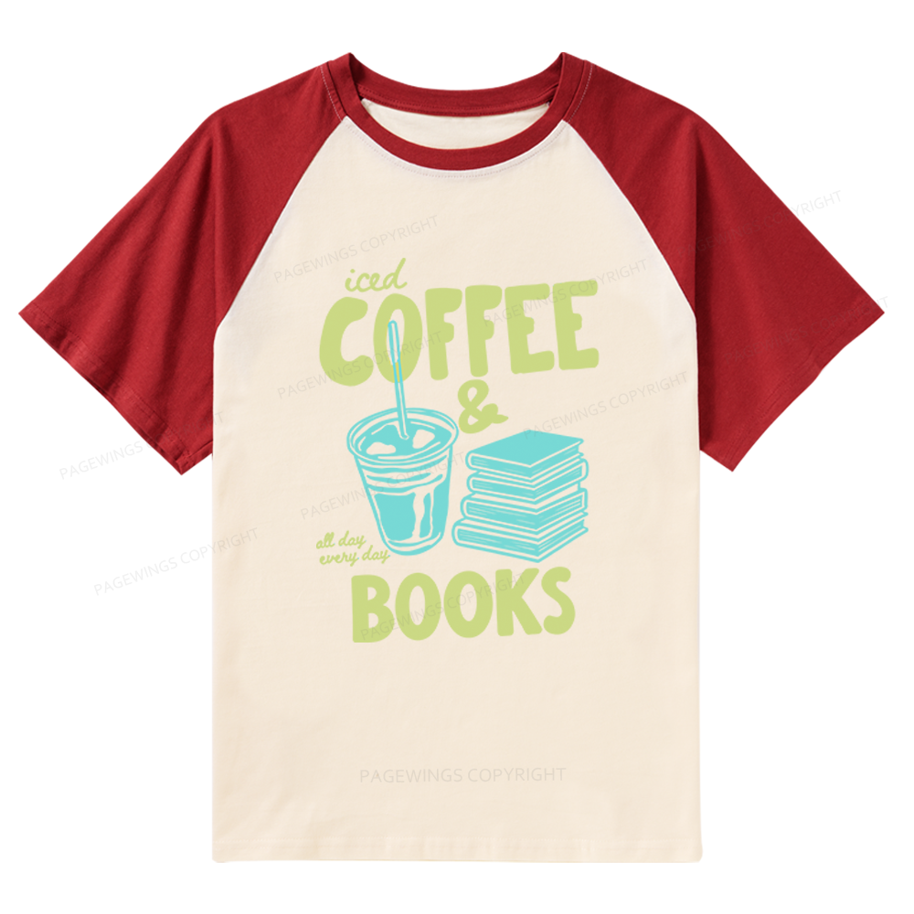 Pagewings Coffee And Books Raglan T-shirt