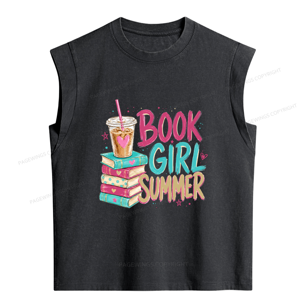 Pagewings Book Girl Summer Women's Washed Tank Top