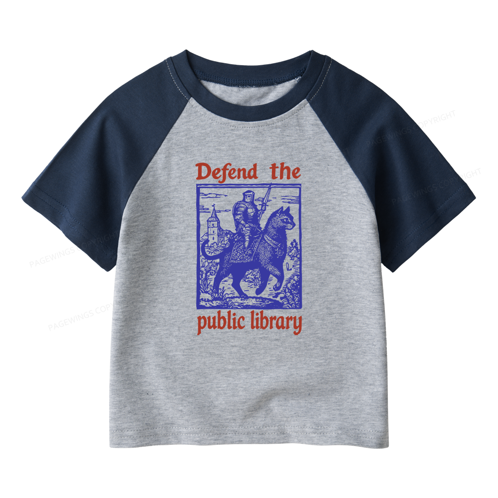 Pagewings Defend the Public Library Kids Raglan T-shirt 