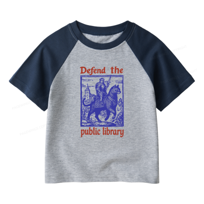 Pagewings Defend the Public Library Kids Raglan T-shirt 