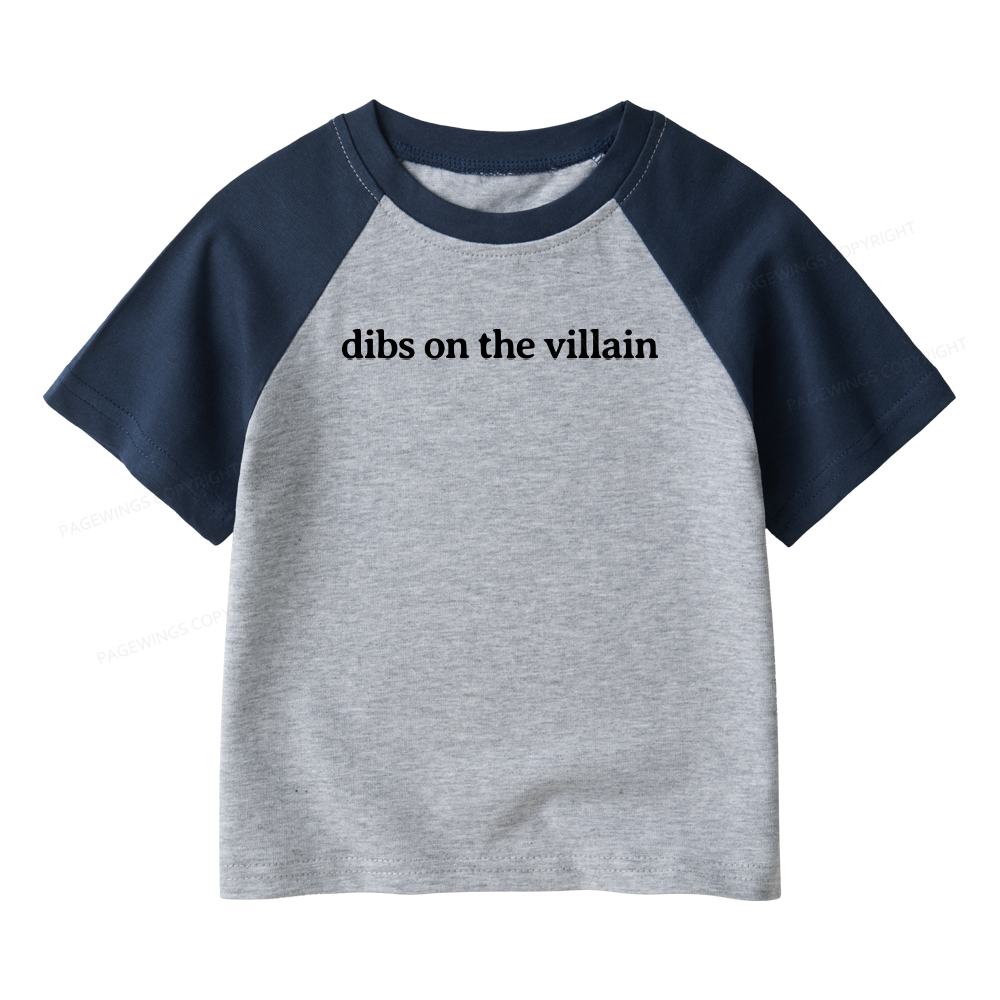 Pagewings Dibs On The Villain Kids Raglan T-shirt 