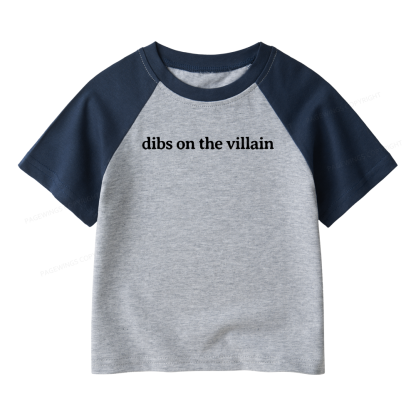 Pagewings Dibs On The Villain Kids Raglan T-shirt 