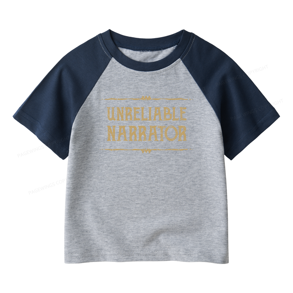 Pagewings Unreliable Narrator Kids Raglan T-shirt 