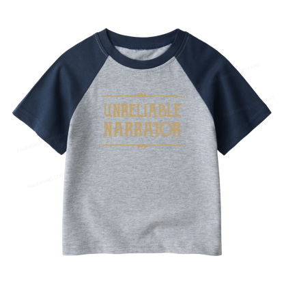 Pagewings Unreliable Narrator Kids Raglan T-shirt 