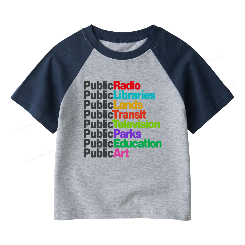Pagewings Public Libraries Kids Raglan T-shirt 