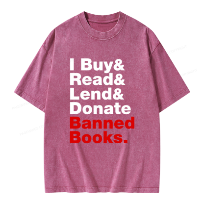 Pagewings I Buy and Read and Lend and Donate Banned Books Unisex Washed T-shirt