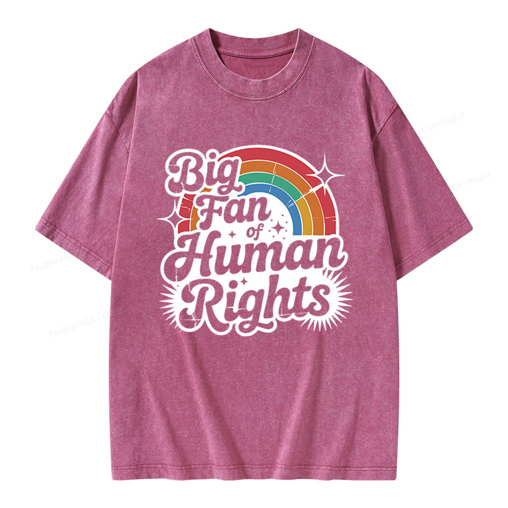 Pagewings Big Fan of Human Rights Unisex Washed T-shirt