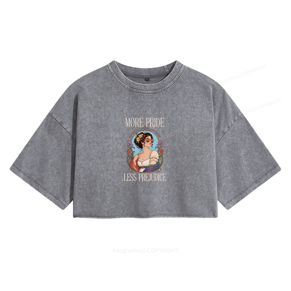 Pagewings More Pride Less Prejudice Women's Washed Cropped T-shirt