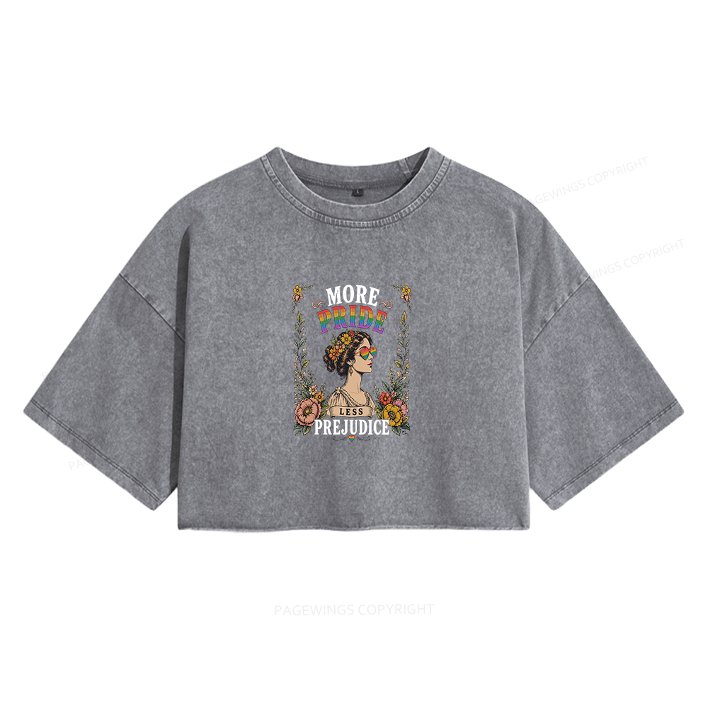 Pagewings More Pride Less Prejudice Women's Washed Cropped T-shirt