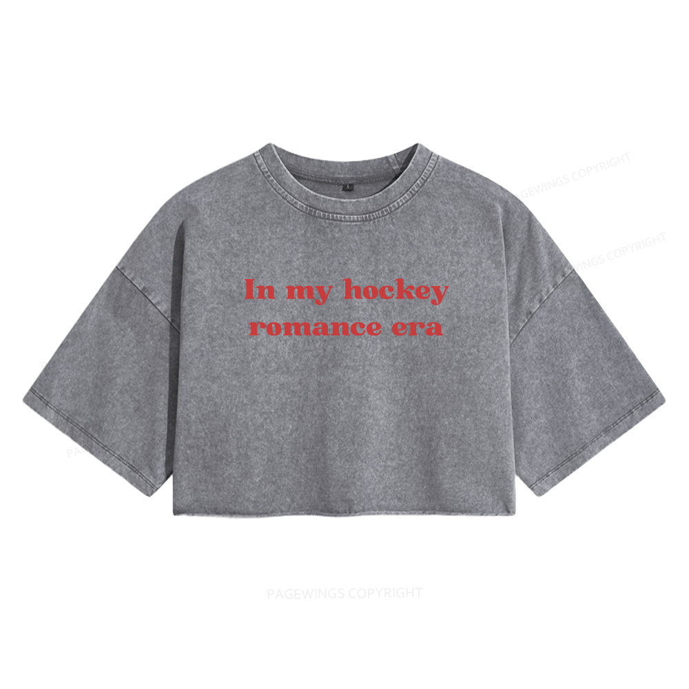Pagewings Hockey Romance  Women's Washed Cropped T-shirt