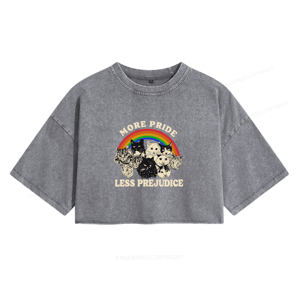 Pagewings More Pride Less Prejudice Women's Washed Cropped T-shirt