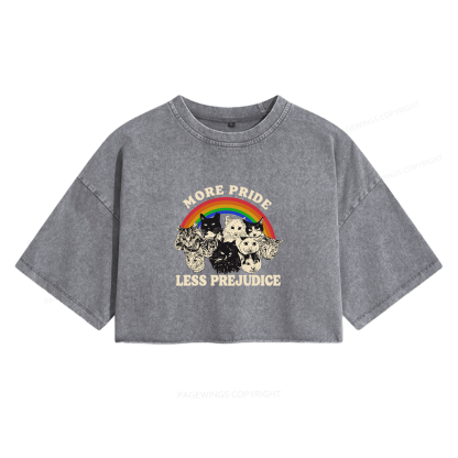 Pagewings More Pride Less Prejudice Women's Washed Cropped T-shirt
