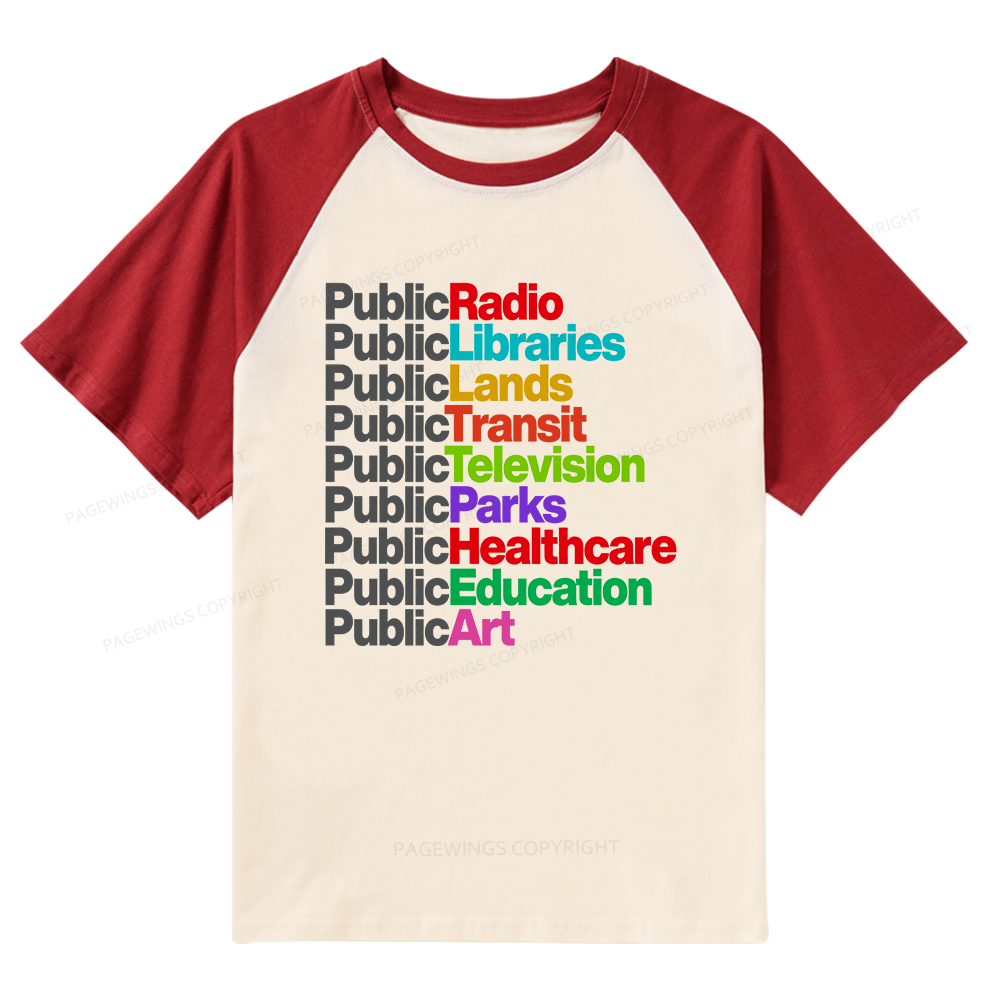 Pagewings Personalized Public Libraries Raglan T-shirt