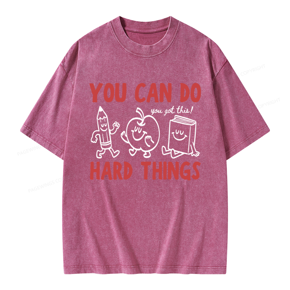 Pagewings You Can Do Hard Things Unisex Washed T-shirt