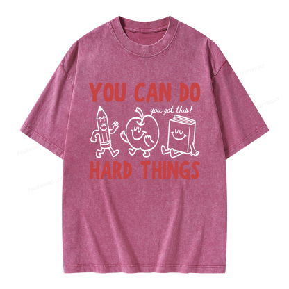 Pagewings You Can Do Hard Things Unisex Washed T-shirt