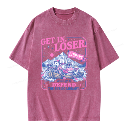 Pagewings We’re Off To Defend The Public Library Unisex Washed T-shirt