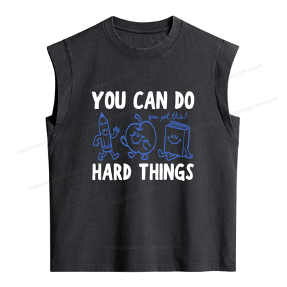 Pagewings You Can Do Hard Things Women's Washed Tank Top