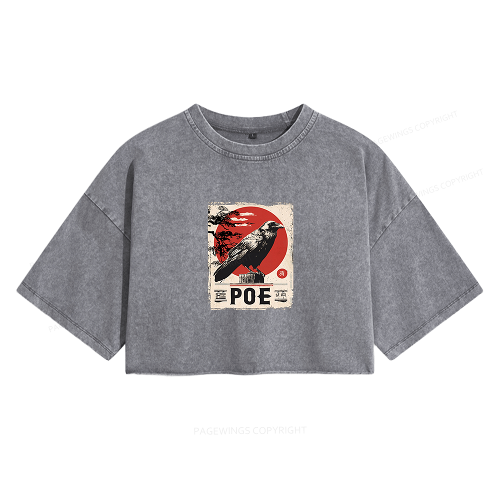Pagewings Raven Women's Washed Cropped T-shirt