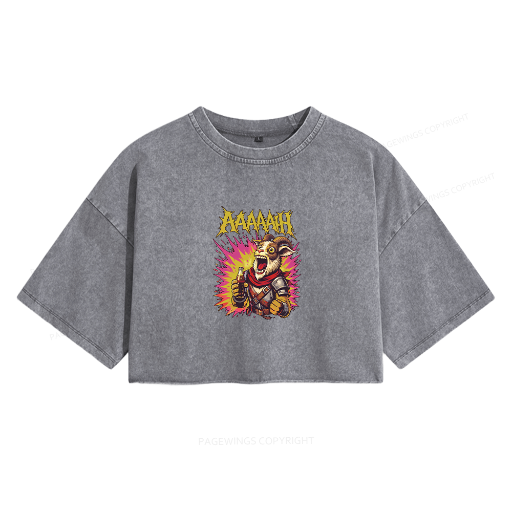 Pagewings Fantasy Book Reader  Women's Washed Cropped T-shirt