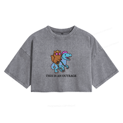 Pagewings This Is An Outrage Women's Washed Cropped T-shirt